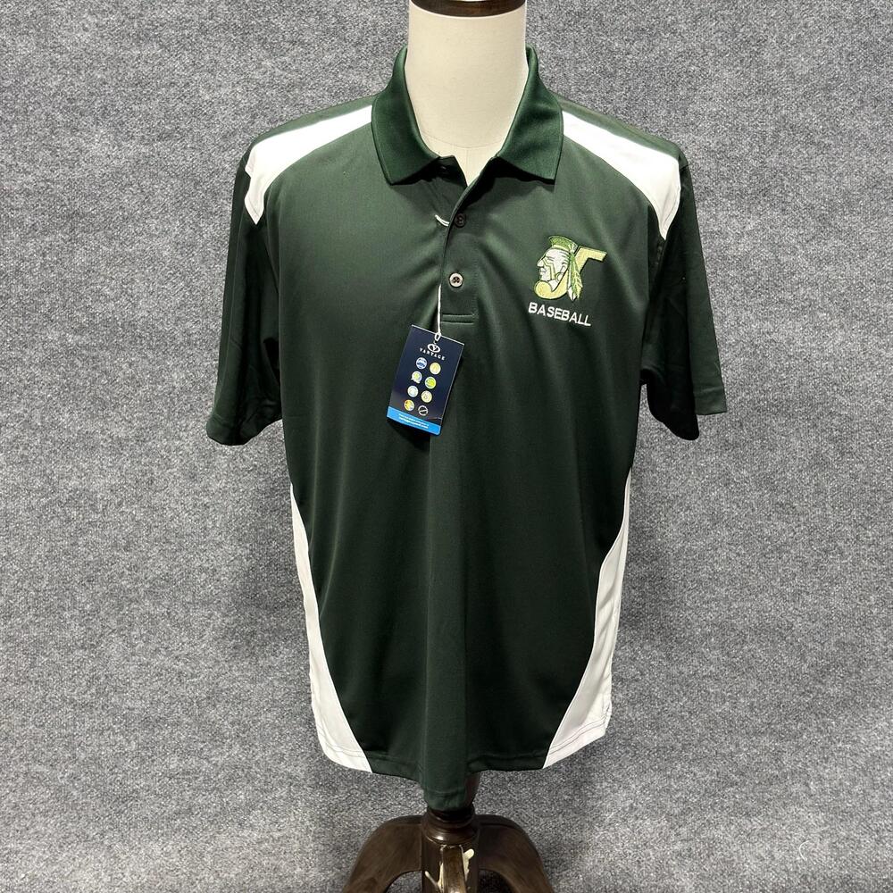 Vansport Polo Shirt Mens Large Green Baseball McAllen Nikki Rowe HS Warriors